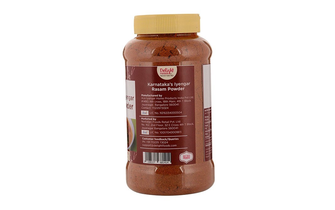 Delight Foods Karnataka's Iyenger Rasam Powder    Plastic Jar  250 grams